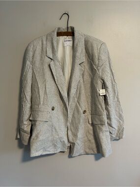 NEW Old Navy Small navy & white  Striped button closure oversized Blazer jacket